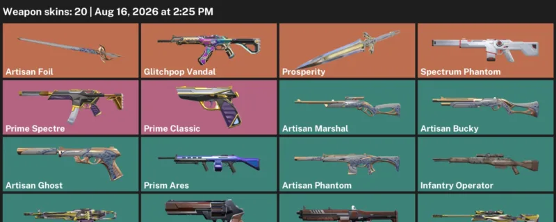 Valorant account inventory for LVL 54 · Glitchpop Vandal & Infantry Operator