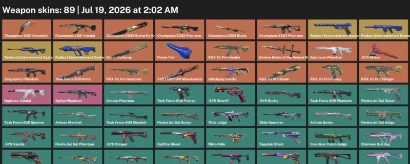 Valorant Accounts listing: LVL 170 · .SYS Melee & Broken Blade of the Ruined King · 89 Skins - Platinum 2, 89 skins
