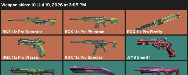 Valorant Accounts listing: LVL 19 · .SYS Sheriff & Coalition: Cobra Judge · 10 Skins - Bronze 1, 10 skins