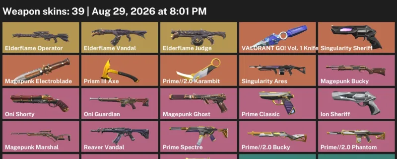 Valorant account inventory for LVL 17 · 2.0 Karambit & Valorant GO! Vol. 1 Knife