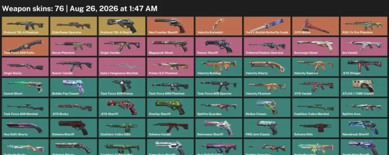 Valorant account inventory for LVL 349 · Velocity Karambit & Task Force 809 Knife