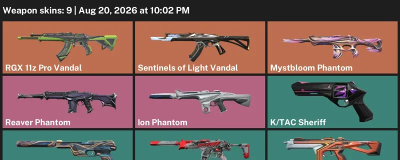 Valorant account inventory for LVL 73 · Reaver Phantom & RGX 11z Pro Vandal