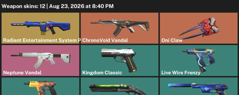 Valorant account inventory for LVL 156 · ChronoVoid Vandal & Death Wish Sheriff