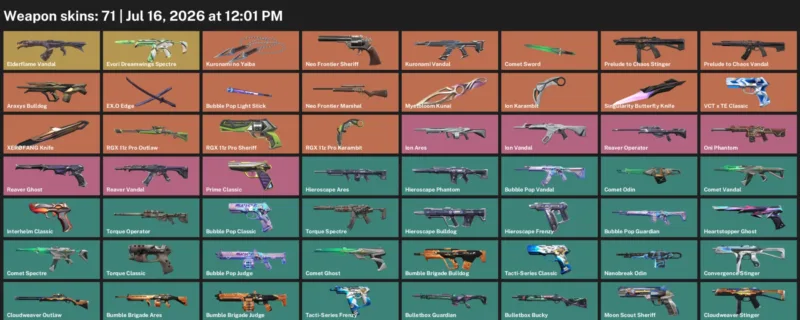 Valorant Accounts listing: LVL 81 · Comet Sword & Ion Karambit · 71 Skins - Platinum 3, 71 skins
