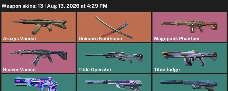 Valorant account inventory for LVL 87 · Onimaru Kunitsuna & Reaver Vandal