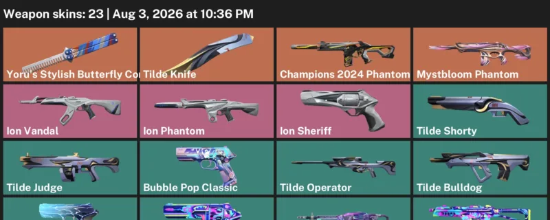 Valorant account inventory for LVL 91 · Champions 2024 Phantom & Ion Vandal