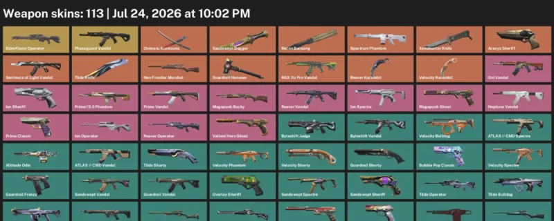 Valorant Accounts listing: LVL 234 · Reaver Karambit & Sandswept Dagger · 113 Skins - Gold 3, 113 skins