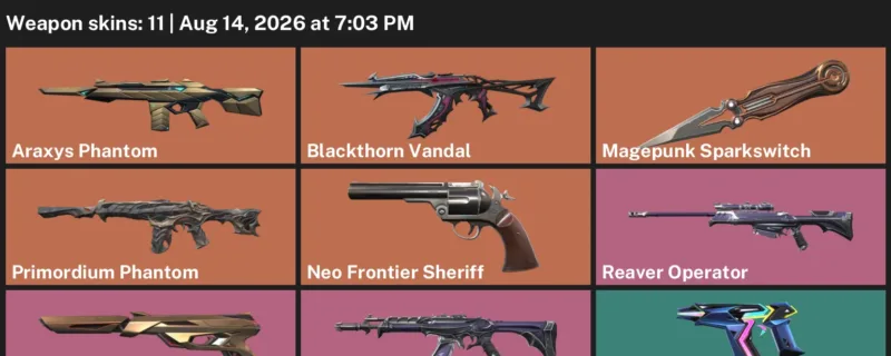 Valorant account inventory for LVL 119 · Araxys Phantom & Blackthorn Vandal & 11 Skins Araxys Phantom