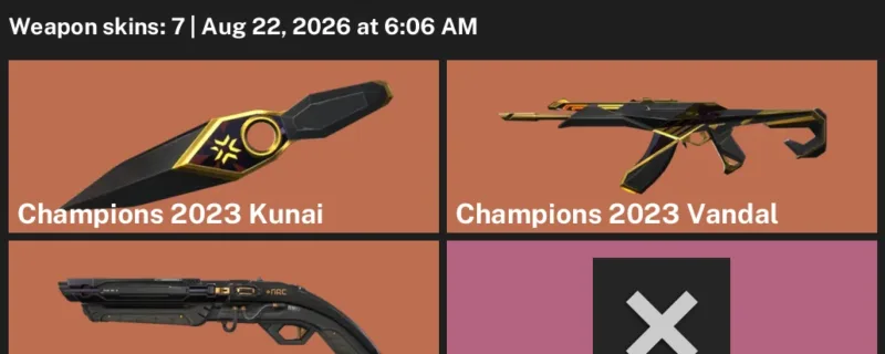 Valorant account inventory for LVL 20 · Champions 2023 Vandal & Champions 2023 Kunai