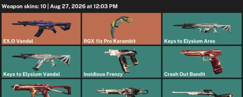 Valorant account inventory for LVL 25 · RGX 11z Pro Karambit & EX.O Vandal
