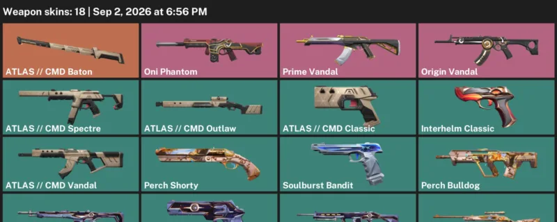 Valorant account inventory for LVL 58 · Oni Phantom & Cmd Vandal