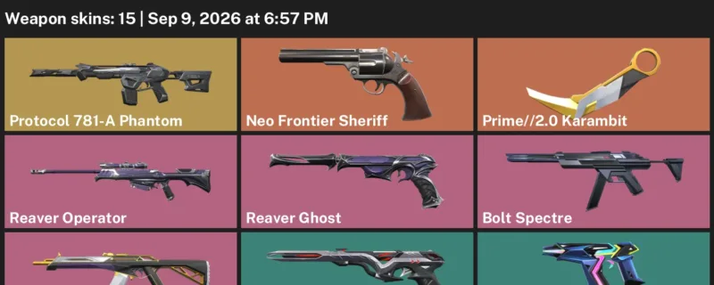 Valorant account inventory for LVL 164 · 2.0 Karambit & 15 Skins Prime