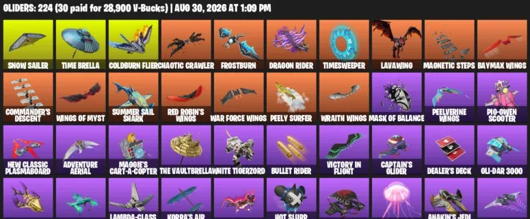 Fortnite account inventory for LVL 3850 - John Wick - Darth Vader - 406 Outfits