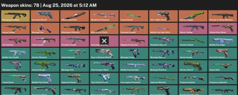 Valorant account inventory for LVL 154 · Araxys Vandal & XerØFang Knife