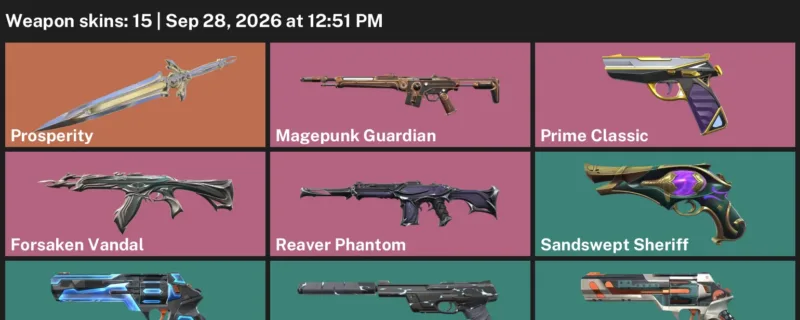 Valorant account inventory for LVL 169 · 15 Skins Forsaken Vandal & Forsaken Vandal & Hush Ghost