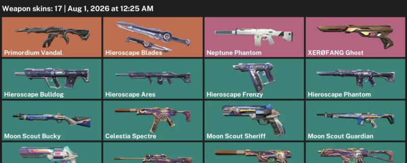 Valorant account inventory for LVL 61 · Celestia Operator & Hieroscape Blades