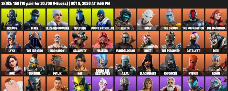 Fortnite account inventory for Trilogy - Fixer - 120 Outfits