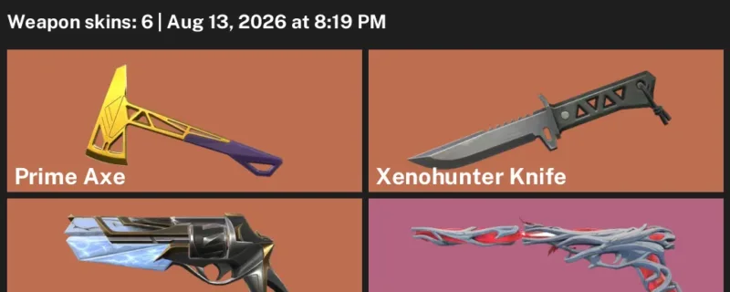 Valorant account inventory for LVL 41 · Xenohunter Knife & Prime Axe