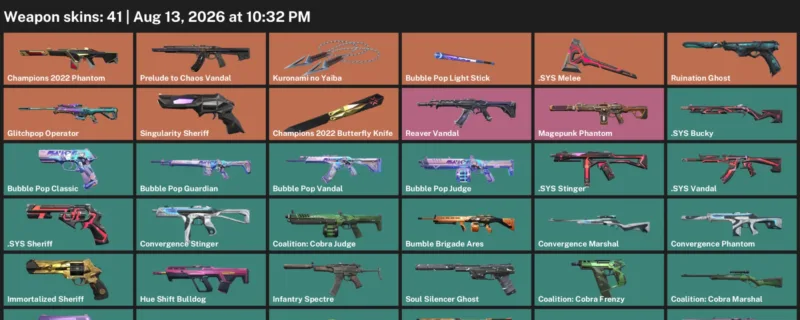 Valorant account inventory for LVL 156 · Champions 2022 Butterfly Knife & Kuronami no Yaiba