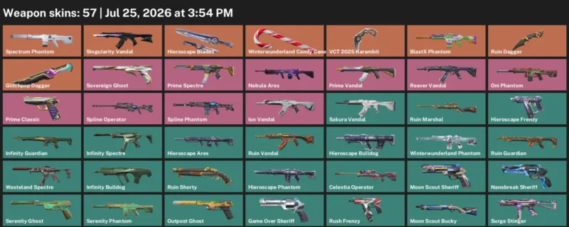 Valorant Accounts listing: LVL 62 · Glitchpop Dagger & Ruin Dagger · 57 Skins - Ascendant 1, 57 skins