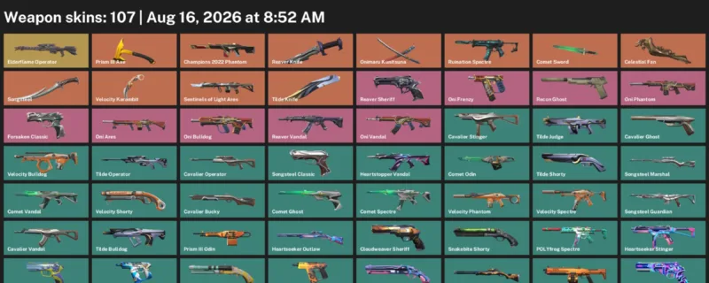 Valorant account inventory for LVL 309 · Reaver Knife & Velocity Karambit