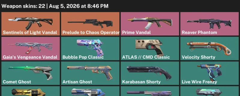 Valorant account inventory for LVL 237 · Coalition: Cobra Frenzy & Cmd Classic