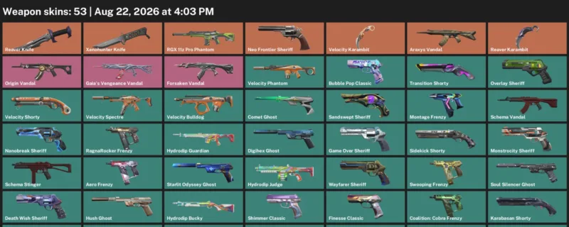 Valorant account inventory for LVL 429 · Reaver Karambit & Reaver Knife & 53 Skins Reaver Karambit
