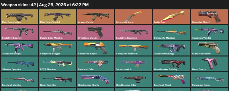 Valorant account inventory for LVL 75 · Composite Knife & Ignite Fan & Araxys Vandal