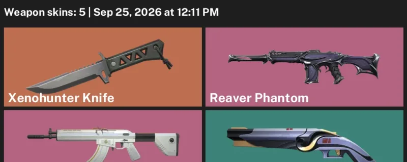 Valorant account inventory for LVL 45 · Xenohunter Knife & Reaver Phantom