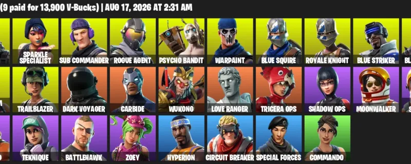 Fortnite account inventory for LVL 211 - Havoc - Sparkle Specialist - 28 Outfits