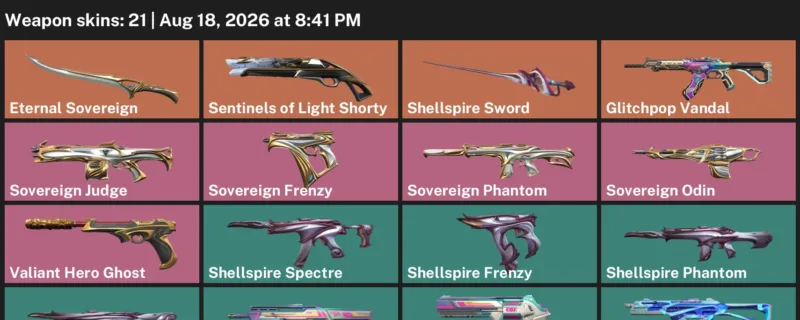 Valorant account inventory for LVL 39 · Glitchpop Vandal & Eternal Sovereign