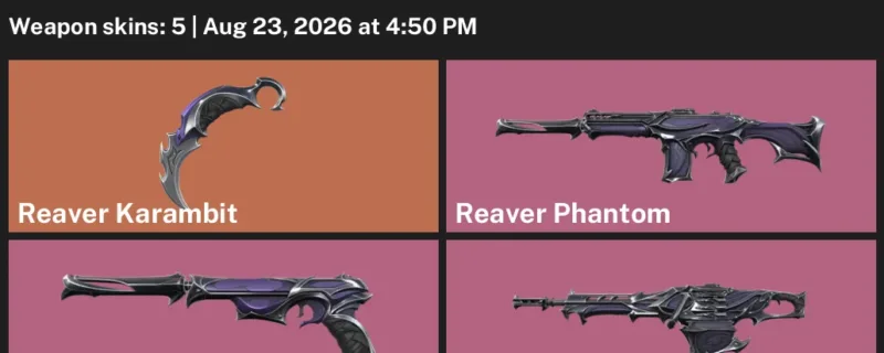 Valorant account inventory for LVL 24 · Reaver Karambit & Reaver Phantom