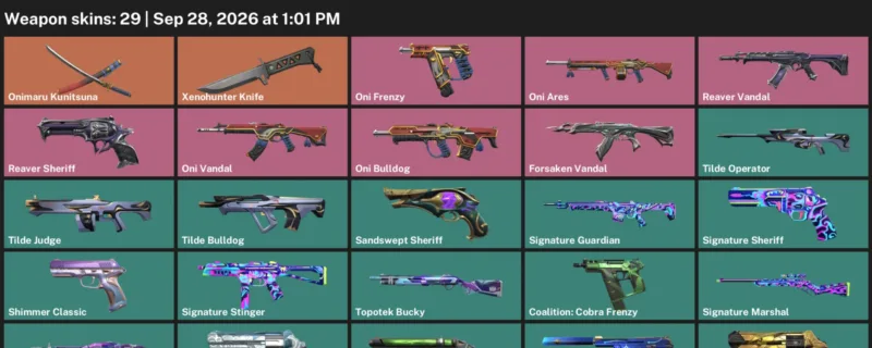 Valorant account inventory for LVL 197 · Xenohunter Knife & Forsaken Vandal