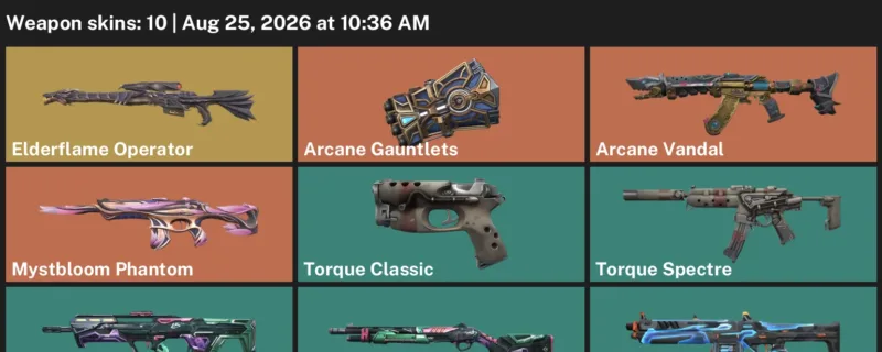Valorant account inventory for LVL 11 · Arcane Vandal & Elderflame Operator