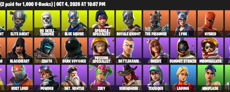 Fortnite account inventory for Black Knight - Elite Agent - 30 Outfits