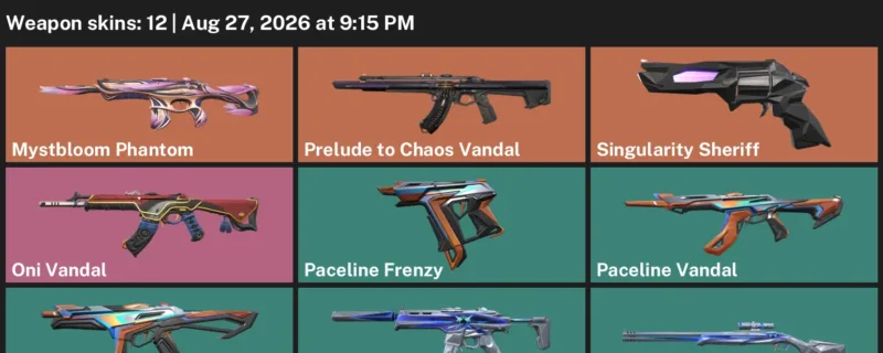 Valorant account inventory for LVL 33 · Oni Vandal & Paceline Vandal