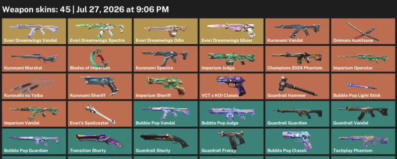 Valorant Accounts listing: LVL 102 · Kuronami no Yaiba · 45 Skins - Silver 3, 45 skins