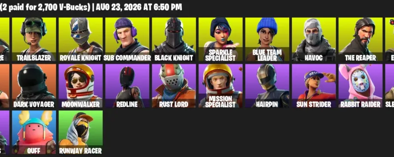Fortnite account inventory for LVL 662 - Blue Squire - Trailblazer - 23 Outfits