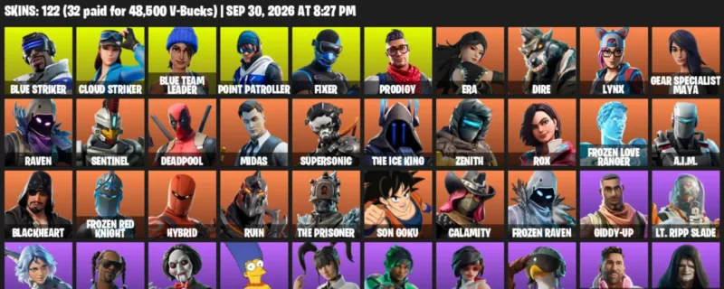 Fortnite account inventory for Blue Striker - Cloud Striker - 120 Outfits