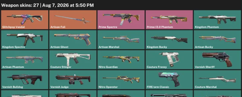 Valorant account inventory for LVL 52 · Artisan Phantom & Exe Odin