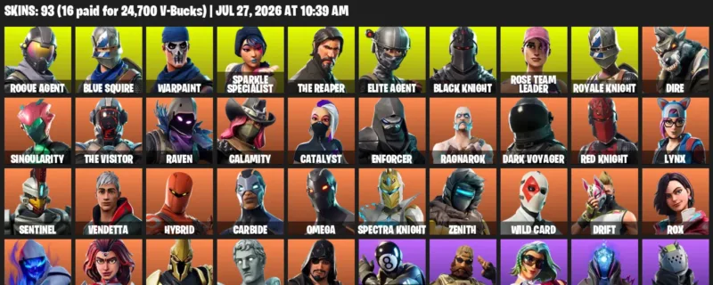Fortnite Accounts listing: LVL 1006 - Rogue Agent - Blue Squire - 93 Outfits - 93 outfits