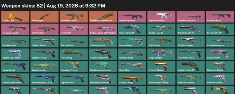 Valorant account inventory for LVL 534 · Ruin Dagger & Cavalier Operator