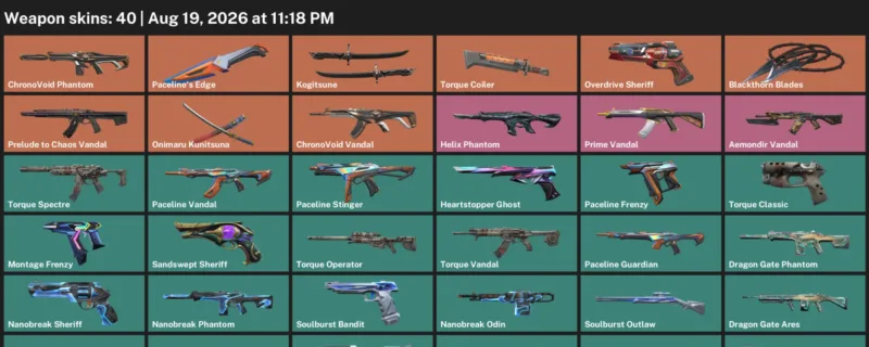 Valorant account inventory for LVL 148 · ChronoVoid Vandal & ChronoVoid Phantom