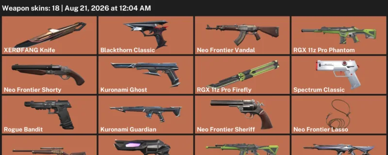 Valorant account inventory for LVL 1 · XerØFang Knife & Kuronami Ghost