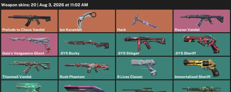 Valorant account inventory for LVL 111 · Ion Karambit & Sys Sheriff