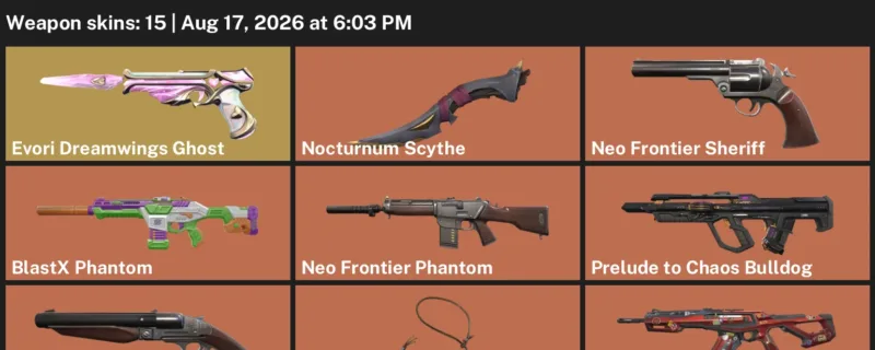 Valorant account inventory for LVL 1 · Nocturnum Scythe & BlastX Phantom