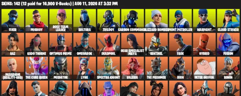 Fortnite account inventory for LVL 1542 - Fixer - Prodigy - 142 Outfits