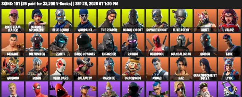 Fortnite account inventory for Rose Team Leader - Sparkle Specialist - 101 Outfits