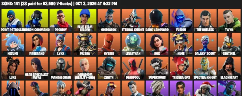 Fortnite account inventory for Point Patroller - Carbon Commando - 120 Outfits