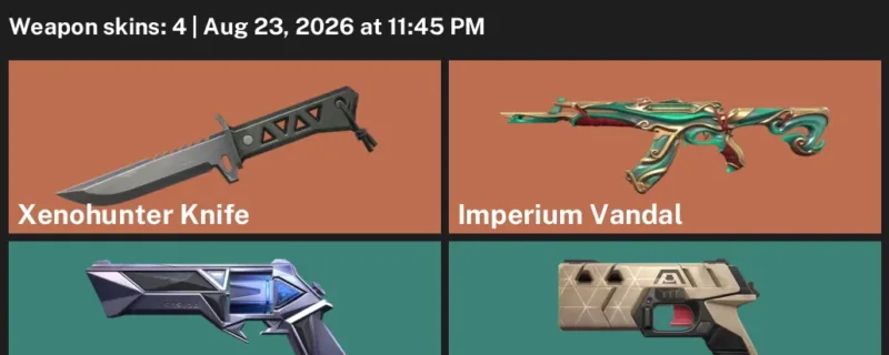 Valorant account inventory for LVL 97 · Xenohunter Knife & Imperium Vandal